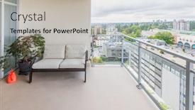  Presentation with veranda - Presentation theme consisting of empty-balcony-or-veranda background and a soft green colored foreground