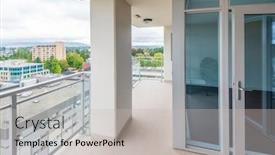  Presentation with veranda - Slide set having empty-balcony-or-veranda background and a light gray colored foreground