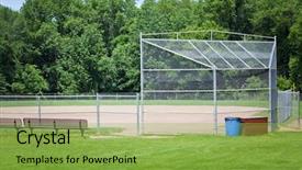  Presentation with baseball diamond - Presentation theme with empty baseball pitch with woodland background and a yellow colored foreground