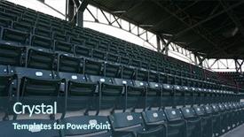  Presentation with hockey - Colorful presentation theme enhanced with empty baseball seats backdrop and a ocean colored foreground