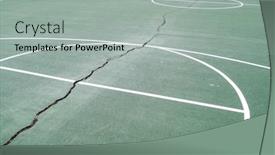  Presentation with playground - Colorful slide deck enhanced with empty-basketball-playground-outside backdrop and a light gray colored foreground