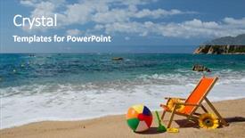  Presentation with flowers - Beautiful slide deck featuring empty beach chair with flowers backdrop and a teal colored foreground