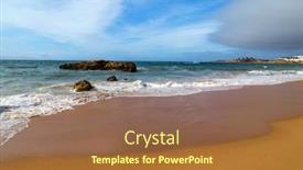  Presentation with beach - Presentation theme with empty-beach-in-albufeira background and a tawny brown colored foreground