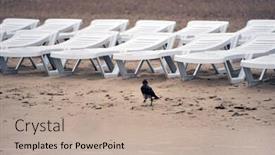  Presentation with end - Slide set with empty-beach-pandemic-end background and a mint green colored foreground