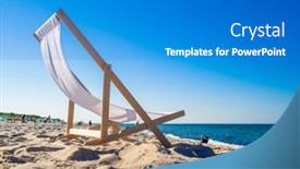  Presentation with empty - Beautiful slide deck featuring empty-beach-two-empty-deckchairs backdrop and a teal colored foreground