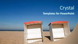  Presentation with classic - PPT theme with empty-beach-with-two-classic background and a ocean colored foreground