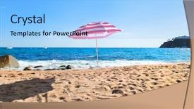  Presentation with waves - Colorful PPT theme enhanced with empty beach with waves sea backdrop and a light blue colored foreground