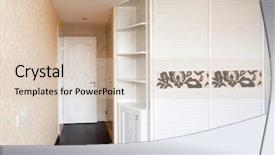  Presentation with renovation - PPT theme consisting of empty bedroom with doorway and cabinet after renovation background and a lemonade colored foreground