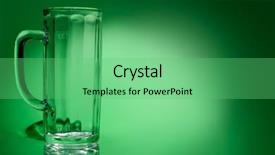  Presentation with green glass - Slide deck with empty beer glass isolated over green background background and a seafoam green colored foreground