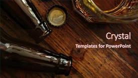  Presentation with beer bottle - Amazing PPT theme having empty beer glass with bottle backdrop and a wine colored foreground