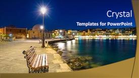  Presentation with port - Cool new presentation with empty-bench-in-the-old backdrop and a navy blue colored foreground