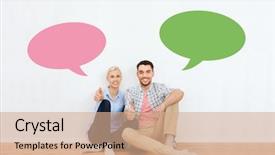  Presentation with real estate - Theme enhanced with empty blank text bubbles background and a coral colored foreground