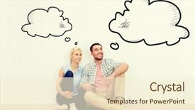  Presentation with repair - Presentation theme enhanced with empty blank text bubbles background and a  colored foreground