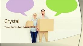  Presentation with repair - Audience pleasing presentation theme consisting of empty blank text bubbles backdrop and a  colored foreground