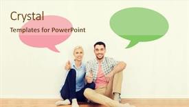  Presentation with new home - Colorful PPT layouts enhanced with empty blank text bubbles backdrop and a cream colored foreground