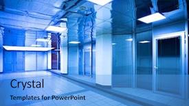  Presentation with empty - Beautiful slides featuring empty blue hall in office backdrop and a  colored foreground