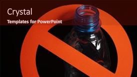  Presentation with plastic bottle pollution - Amazing presentation theme having empty blue plastic bottle in a stop sign on black background concept of stop plastic pollution global warming recycling plastic plastic free backdrop and a tawny brown colored foreground