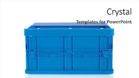  Presentation with empty stage blue curtain - Presentation design featuring empty blue plastic crate isolated background and a white colored foreground