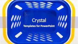  Presentation with empty stage blue curtain - Slide deck enhanced with empty blue shopping basket top background and a royal blue colored foreground
