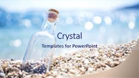  Presentation with watter bottle - Presentation theme having empty bottle on the beach background and a sky blue colored foreground