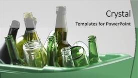  Presentation with container - Presentation theme enhanced with empty bottles in green container background and a light gray colored foreground