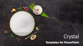  Presentation with asian food - Slide deck featuring empty-bowl-food-background background and a dark gray colored foreground