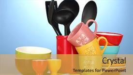  Presentation with kitchen utensils - Amazing theme having empty bowls cups and kitchen backdrop and a yellow colored foreground