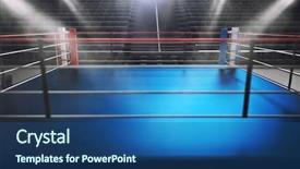  Presentation with boxing ring - Beautiful presentation theme featuring empty boxing ring in arena backdrop and a ocean colored foreground