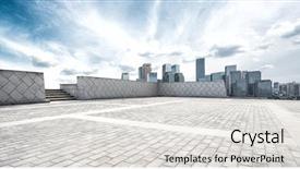  Presentation with washington dc city skyline - Amazing presentation theme having empty brick floor and cityscape backdrop and a light gray colored foreground