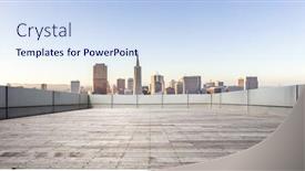  Presentation with san francisco - Slide set featuring empty-brick-floor-and-cityscape background and a sky blue colored foreground