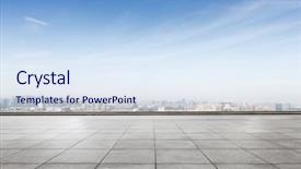  Presentation with blue sky - Beautiful theme featuring empty brick floor and cityscape backdrop and a sky blue colored foreground