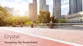  Presentation with kuala lumpur - Audience pleasing PPT layouts consisting of empty brick floor near modern buildings in midtown of kuala lumpur in cloud sky backdrop and a lemonade colored foreground