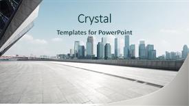  Presentation with brick - Audience pleasing presentation consisting of empty brick floor with cityscape backdrop and a sky blue colored foreground