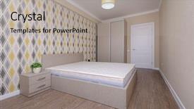  Presentation with brand - Colorful slide deck enhanced with empty brown bedroom with bare backdrop and a  colored foreground