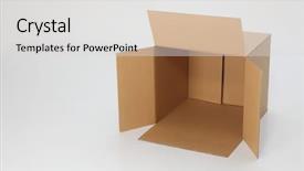  Presentation with box - Audience pleasing slides consisting of empty brown card box open backdrop and a light gray colored foreground