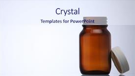  Presentation with pill bottle - PPT theme enhanced with empty brown glass pill container background and a sky blue colored foreground