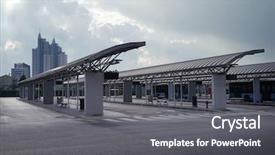  Presentation with bus station - Theme enhanced with empty bus station background and a dark gray colored foreground