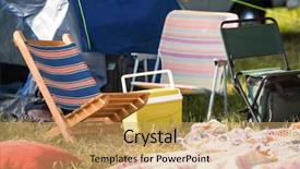  Presentation with campsite - Amazing slide deck having empty campsite at music festival backdrop and a coral colored foreground