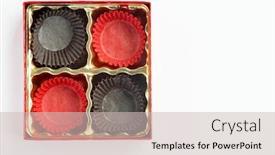  Presentation with candy - Slide set with empty-candy-box-on-white background and a soft green colored foreground