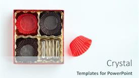  Presentation with candy - Colorful presentation theme enhanced with empty-candy-box-with-eaten backdrop and a cool aqua colored foreground