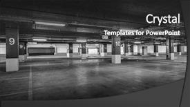  Presentation with car parking - PPT theme consisting of empty car parking new interiors background and a dark gray colored foreground