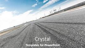  Presentation with car racing - Colorful slides enhanced with empty-car-racing-track backdrop and a gray colored foreground