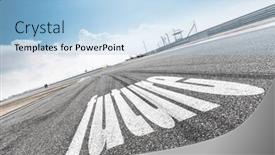  Presentation with car racing track - Slides enhanced with empty-car-racing-track background and a light blue colored foreground