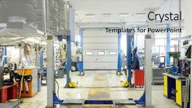  Presentation with garage car - Amazing presentation design having empty car repair station backdrop and a light gray colored foreground