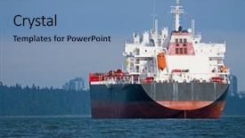  Presentation with cargo ship - Beautiful slides featuring empty cargo ship anchored just backdrop and a teal colored foreground