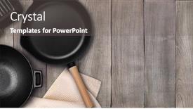  Presentation with free food - Audience pleasing slide set consisting of empty-cast-iron-frying-pan backdrop and a gray colored foreground