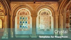  Presentation with new york city - Beautiful slide deck featuring empty-central-park-with-few backdrop and a seafoam green colored foreground