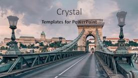  Presentation with budapest - Presentation theme with empty-chain-bridge-on-danube background and a light gray colored foreground
