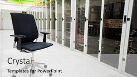  Presentation with server room - Cool new slide set with empty-chair-in-corridor and a light gray colored foreground