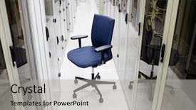  Presentation with server room - Slides having empty-chair-in-corridor background and a light gray colored foreground